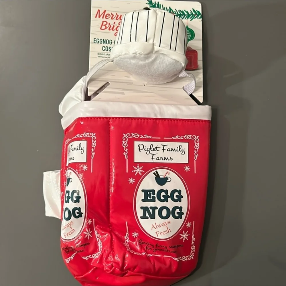 NWT Merry and Bright eggnog cartoon costume for small animals